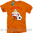 POLSKA Orzeł opierający się na piłce - Koszulka męska pomarańcz
