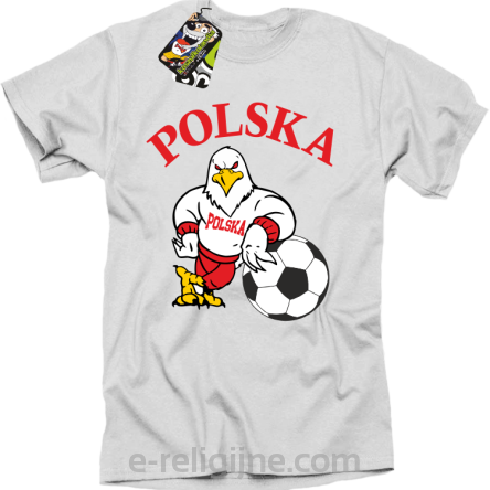 POLSKA Orzeł opierający się na piłce - Koszulka męska biała