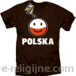 POLSKA Emotik dwukolorowy - Koszulka męska brązowa 