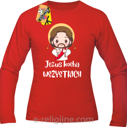 Jezus Kocha Wszystkich - Longsleeve męski - czerwona