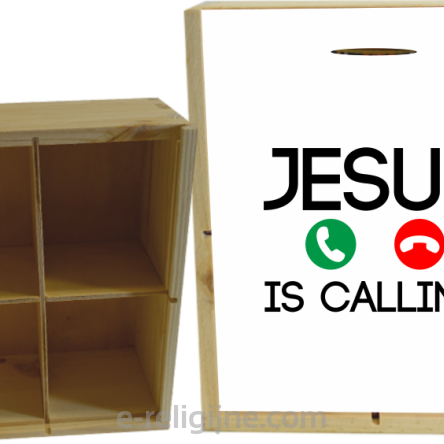 Jesus is Calling słuchawki - skrzynka drewniana na herbatę