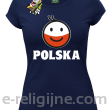 POLSKA Emotik dwukolorowy - Koszulka damska granatowa 