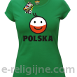 POLSKA Emotik dwukolorowy - Koszulka damska zielona 