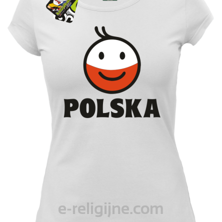 POLSKA Emotik dwukolorowy - Koszulka damska biała 