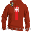 POLSKA pionowy pasek z herbem - Bluza z kapturem pomarańczowa