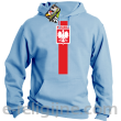 POLSKA pionowy pasek z herbem - Bluza z kapturem błękit