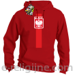 POLSKA pionowy pasek z herbem - Bluza z kapturem red