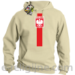  POLSKA pionowy pasek z herbem - Bluza z kapturem beż