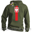  POLSKA pionowy pasek z herbem - Bluza z kapturem khaki