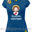 Jezus Kocha Wszystkich - koszulka damska - niebieska