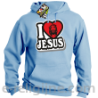 I love Jesus StickStyle - bluza z kapturem błękitna