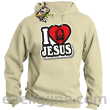 I love Jesus StickStyle - bluza z kapturem beżowa