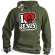 I love Jesus StickStyle - bluza z kapturem khaki