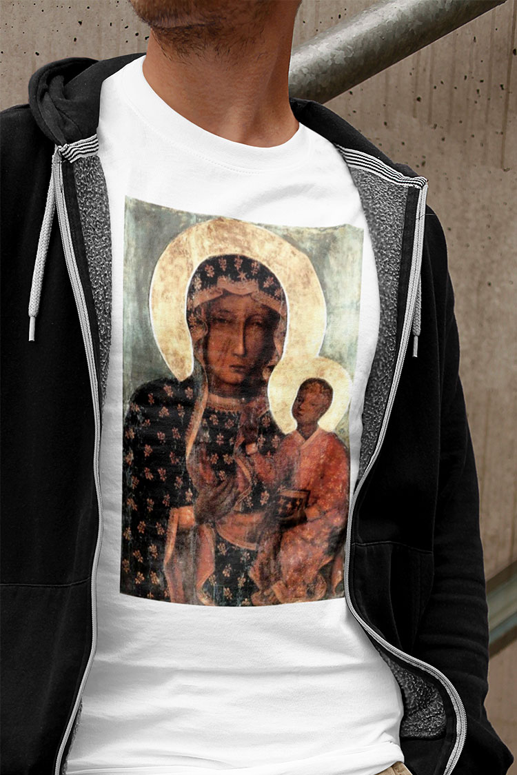 Obraz Matki Boskiej Częstochowskiej - koszulka męska - koszulka męska
